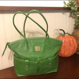 Dooney & Bourke green leather crescent tote